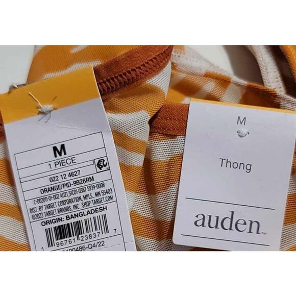 (2) Auden Animal Print Mesh Thong Underwear Panties Orange Medium NEW - Picture 2 of 9